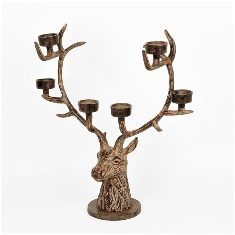 Candeliere "Testa di Cervo" per 6 lumini o candele cm 45x14x47