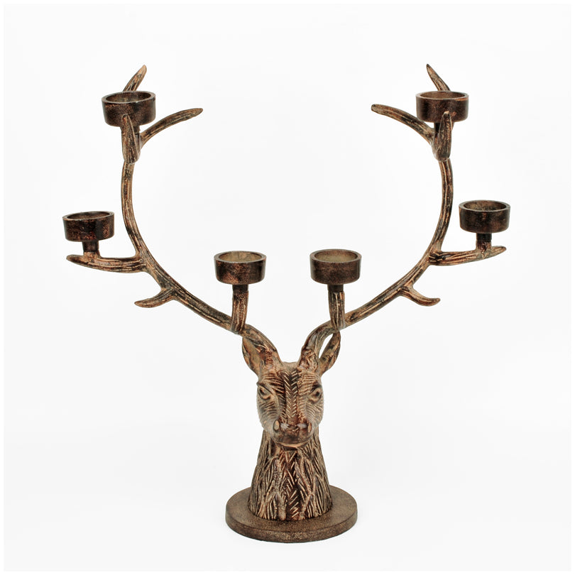 Candeliere "Testa di Cervo" per 6 lumini o candele cm 45x14x47