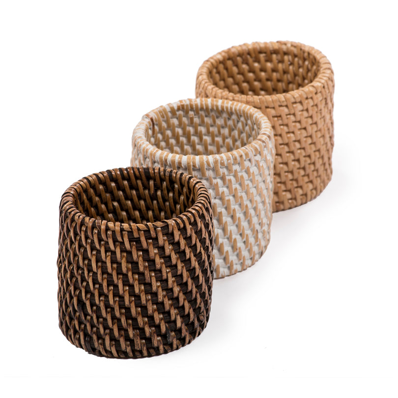 Anello portatovagliolo "Rattan", confezione 4 pezzi cm Ø5x5