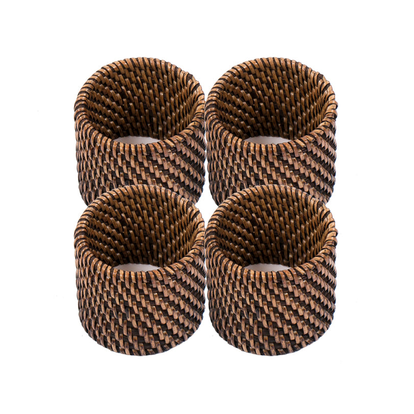 Anello portatovagliolo "Rattan", confezione 4 pezzi cm Ø5x5