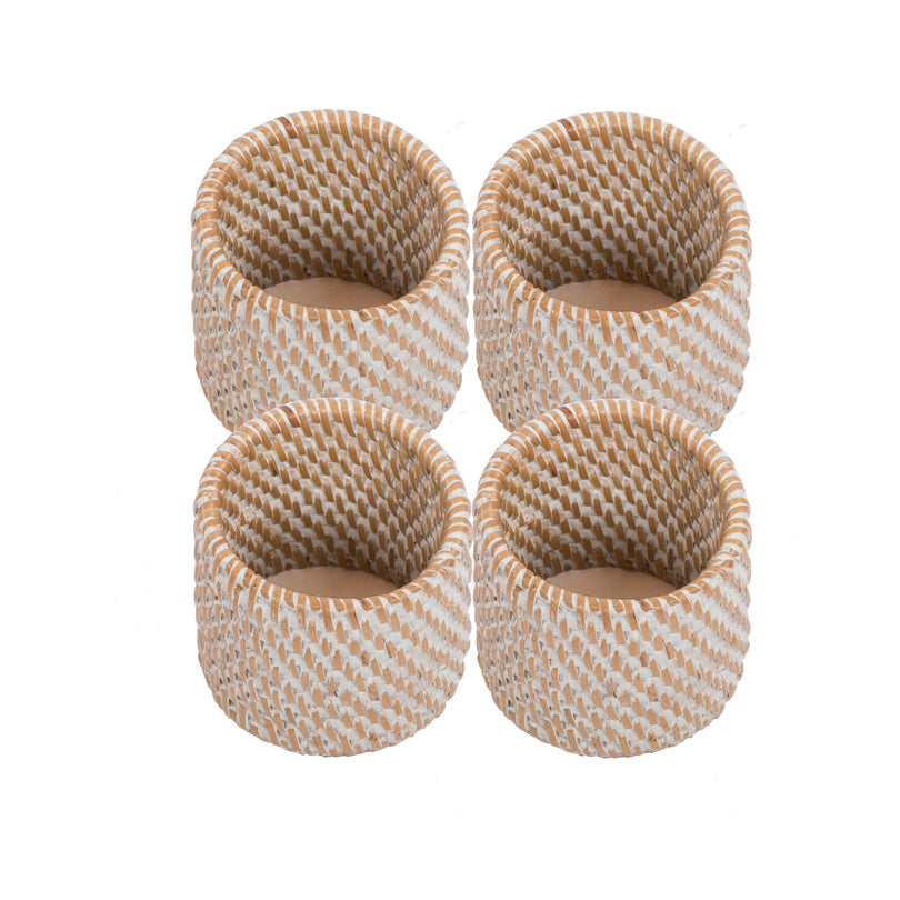 Anello portatovagliolo "Rattan", confezione 4 pezzi cm Ø5x5