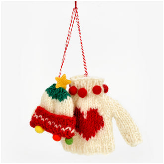 Addobbo Maglia e Berretto, confezione assortita da 2 pezzi cm 6,5/9