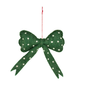 Addobbo "Fiocchetto verde con puntini bianchi" cm 14
