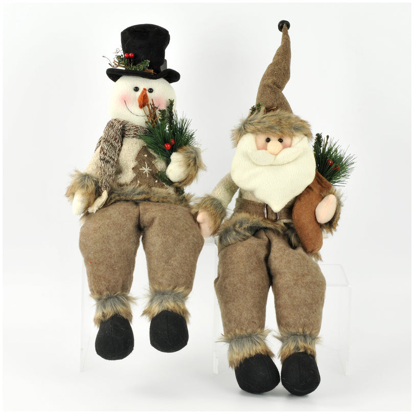 Babbo natale/Pupazzo di neve seduto con gambe flessibili cm 15x9x53