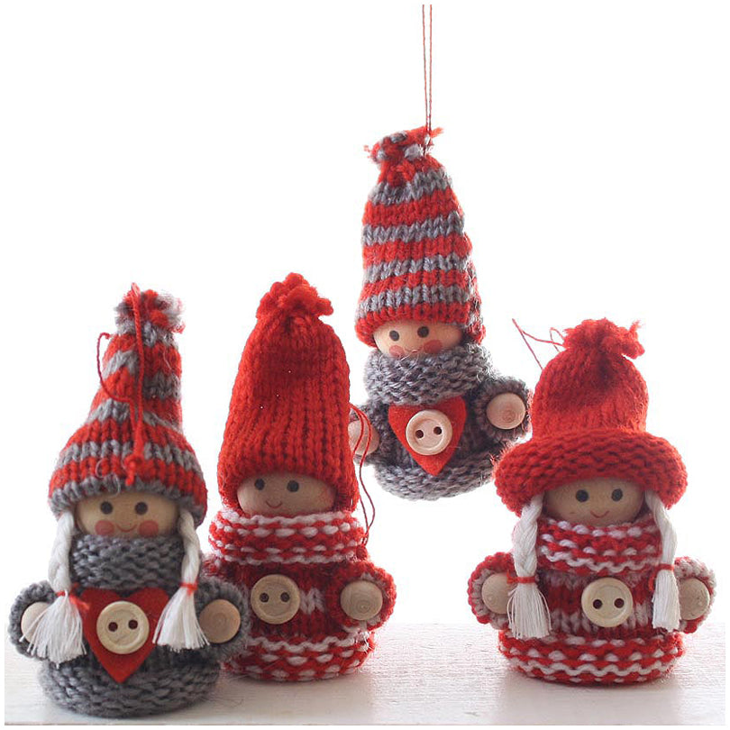 Bambino invernale "Maglieria" da appendere, confezione assortita da 4 pezzi cm 7