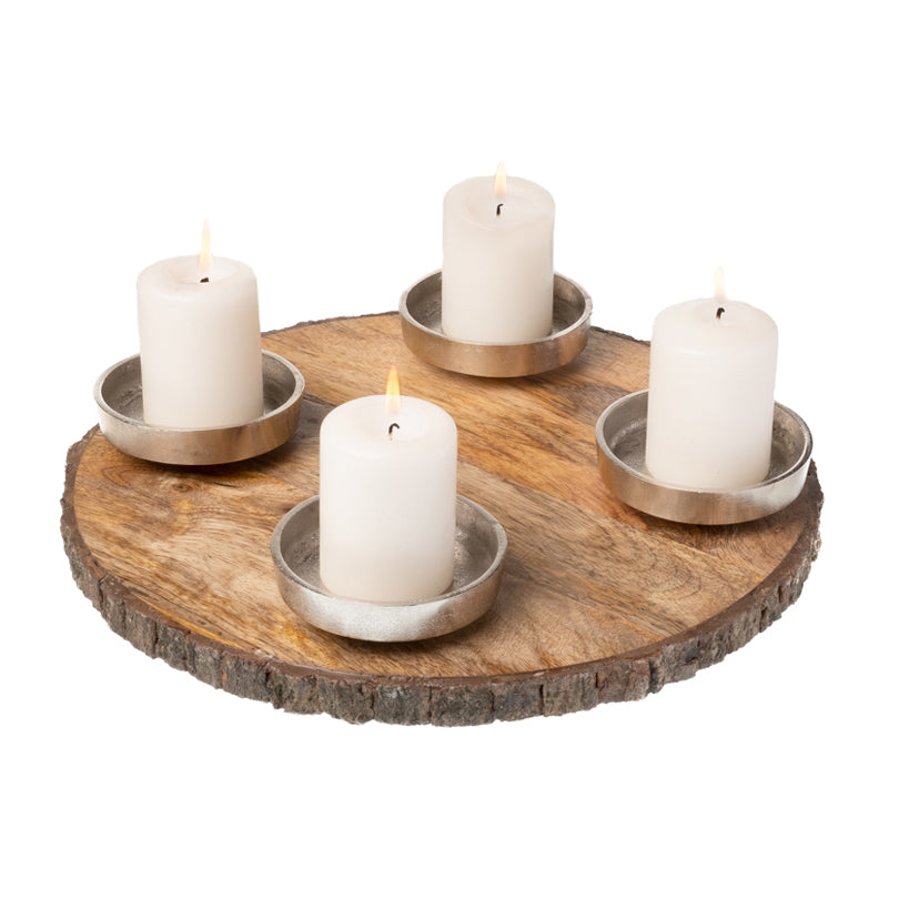 Portacandela tondo per 4 candele cilindriche cm Ø32x5