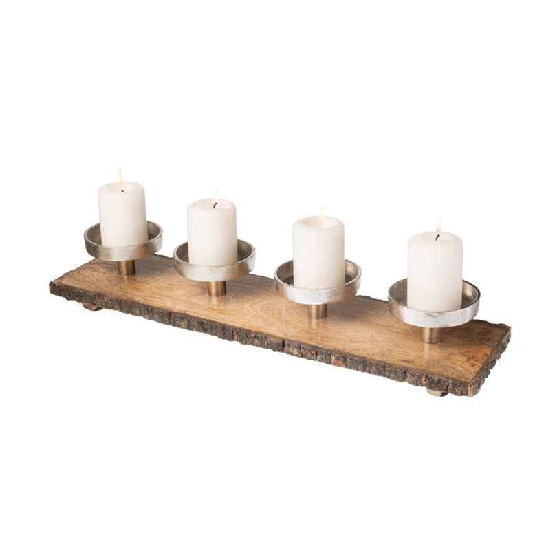 Portacandela oblungo per 4 candele cilindriche cm 48x12x8