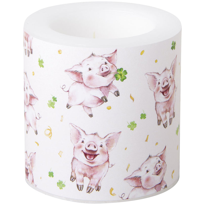 Lume piccolo tondo Good Luck Pigs cream cm Ø7,5x7,5
