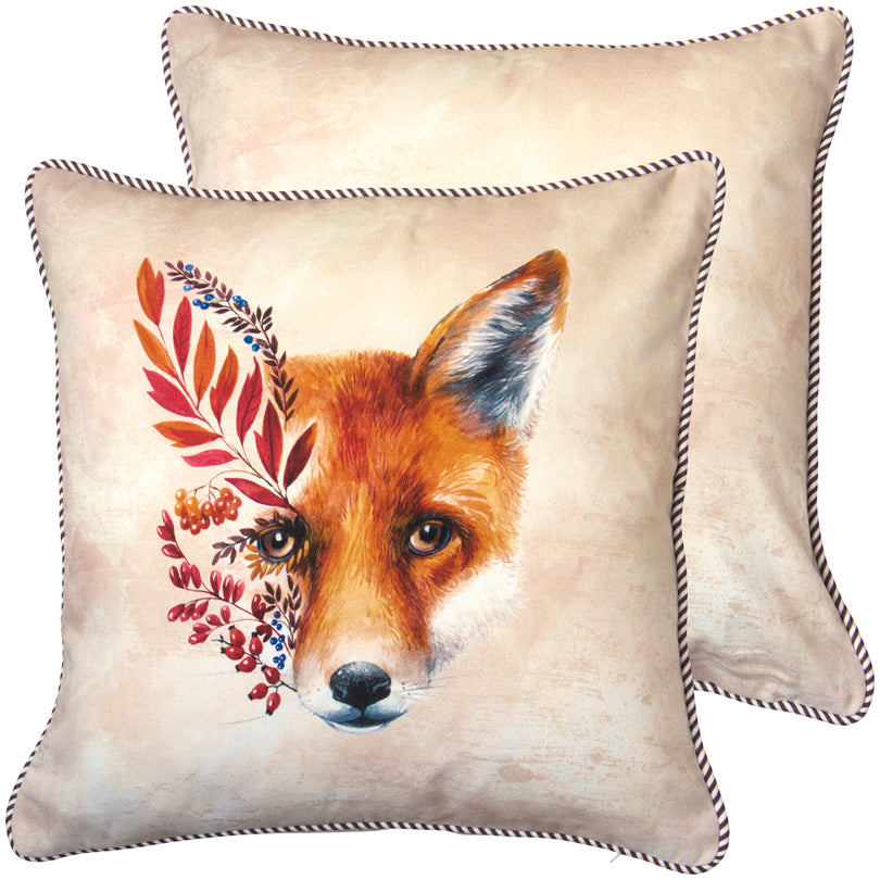 Cuscino quadrato con zip e Inlet Fuchs cream cm 40x40