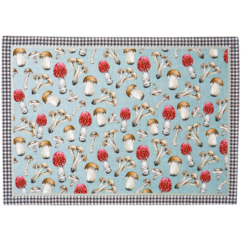 Tovaglietta all'americana rettangolare Country Mushrooms blue cm 48x33