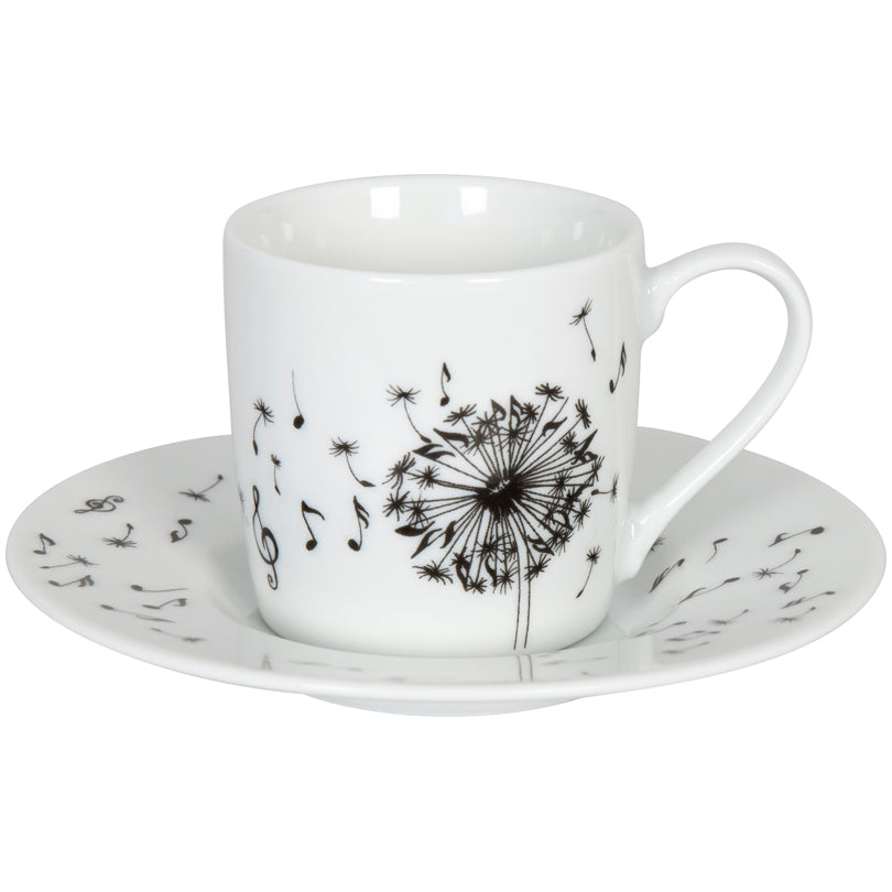 Tazza caffè con piattino, disegno: Music Dandelion ml 85/cm Ø12x6