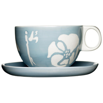 Tazza 2 pezzi Flora blu con piattino