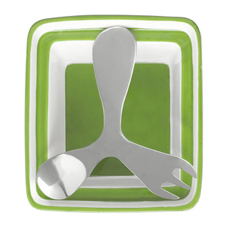 Ciotola con posate COMB.VERDE GRES/INOX