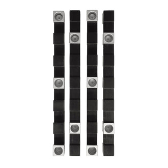 Portacandele 4PZ.NERO LEGNO/INOX