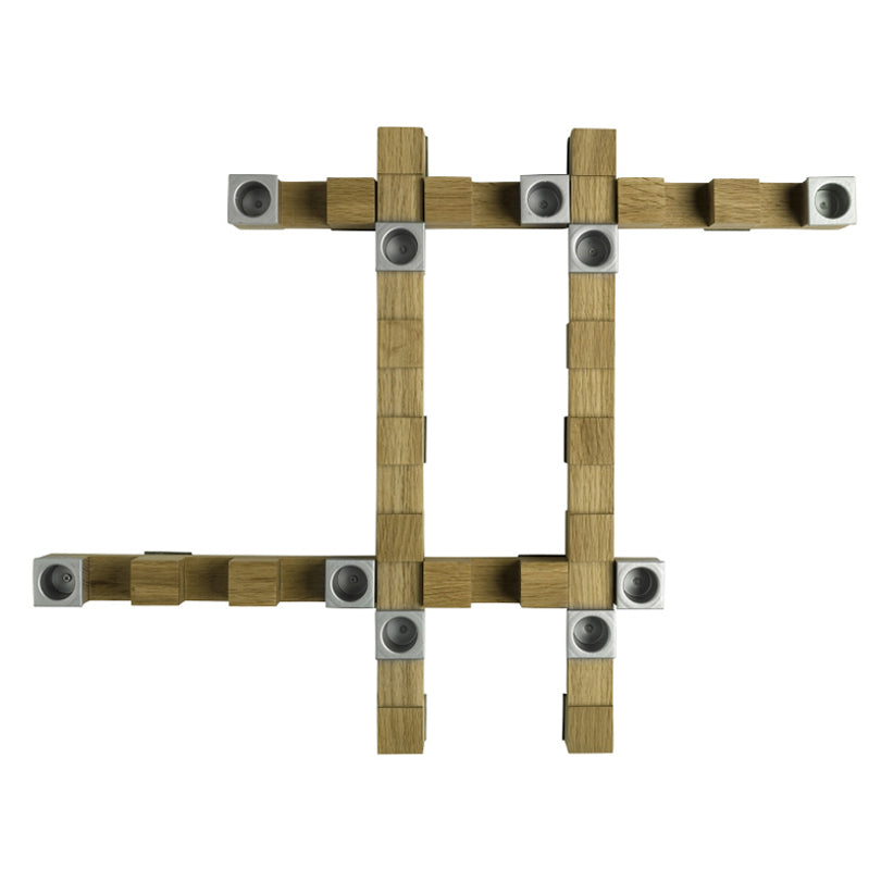 Portacandele INOX/QUERCIA CM40X40X4,5