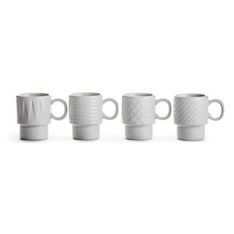 Tazze caffè con rilievo "Coffee & More" confezione assortita da 4 pezzi cl 10/cm Ø5,5x7
