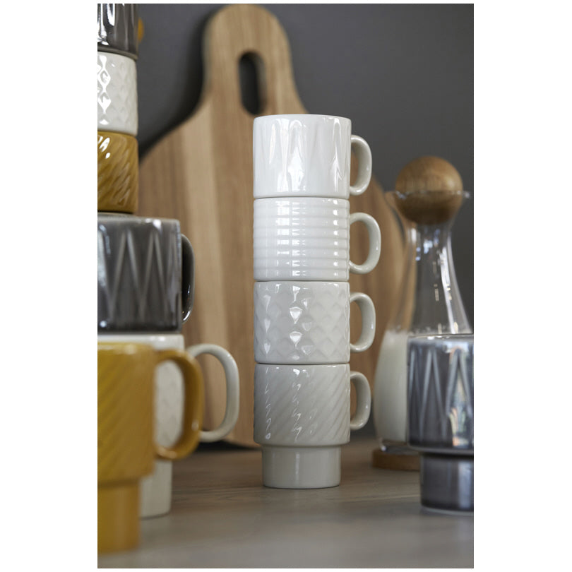 Tazze caffè con rilievo "Coffee & More" confezione assortita da 4 pezzi cl 10/cm Ø5,5x7