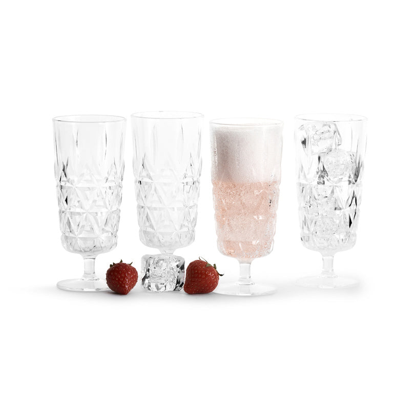 Bicchiere flute con rilievo "Picnic", confezione 4 pezzi cl 20/cm Ø6x14