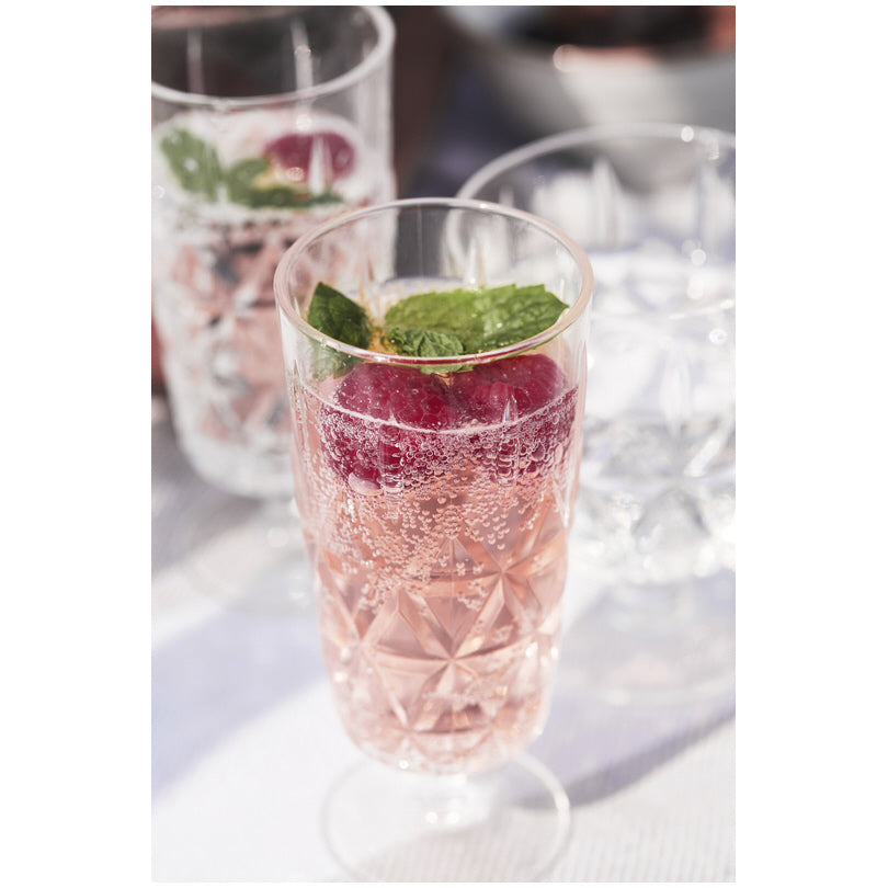 Bicchiere flute con rilievo "Picnic", confezione 4 pezzi cl 20/cm Ø6x14