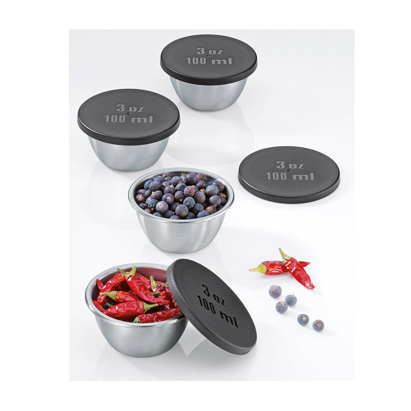 Barattoli per spezie con coperchio in resina, 4 pezzi cm Ø8x15,5/ml 100