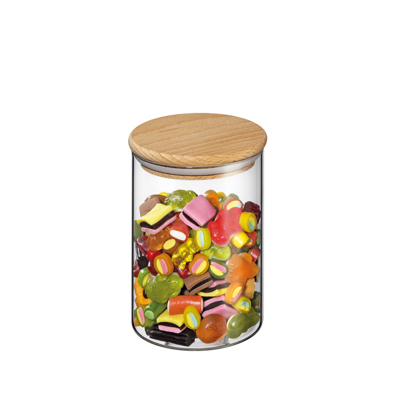 Barattolo con coperchio in faggio ml 850/cm Ø10,5x14