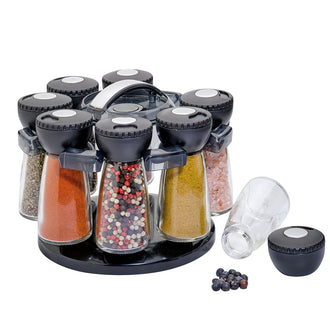 Portaspezie con 8 barattoli vuoti cm Ø20,5x15,5