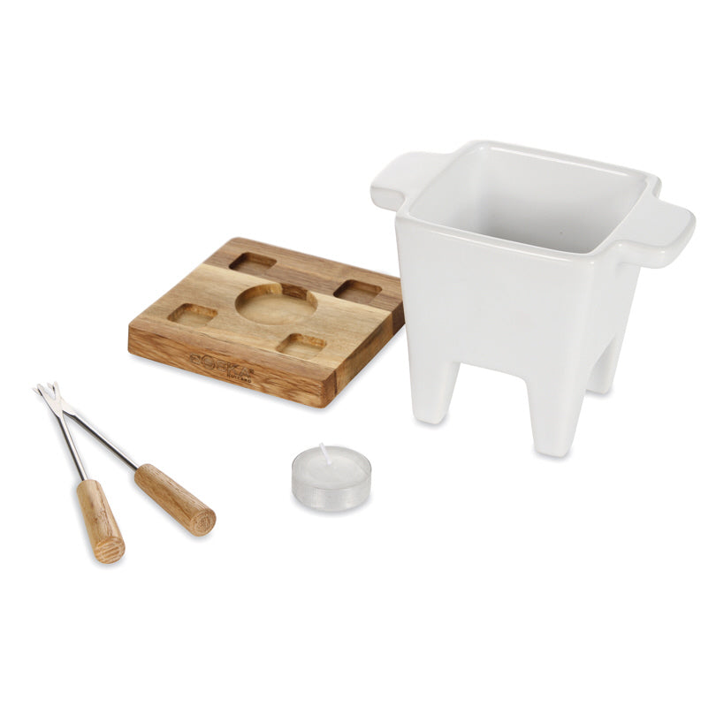 Fonduta al cioccolato/formaggio Tapas, set di 4 pezzi ml 200/cm 14,5x11x12