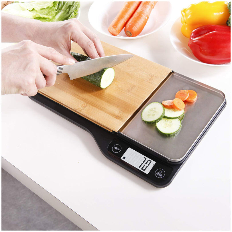 Bilancia cucina digitale con tagliere staccabile 2 in 1 1g/5kg cm 36x23x3,5