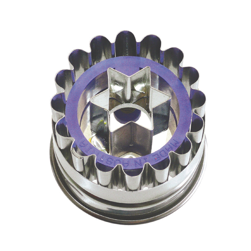 Stampino con espulsore, ondulato con stelle cm Ø4,8