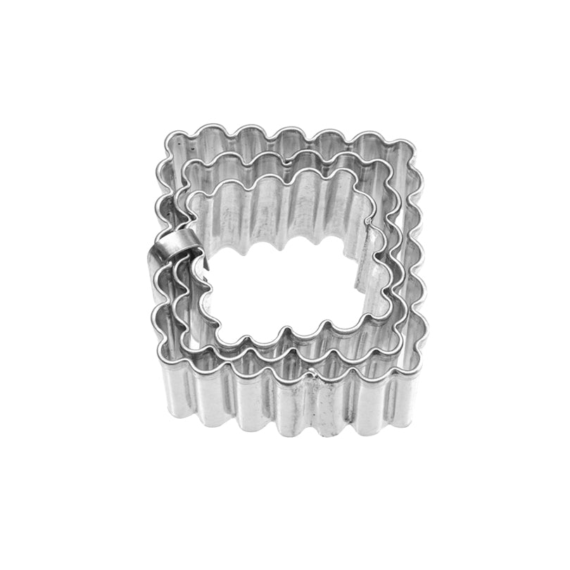 Stampino Quadrato ondulato, confezione assortita da 3 pezzi cm 2,7/3,5/4,4