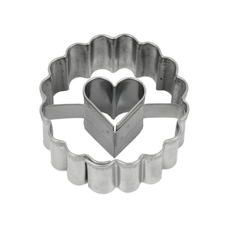 Stampino tondo ondulato con cuore cm Ø3,7