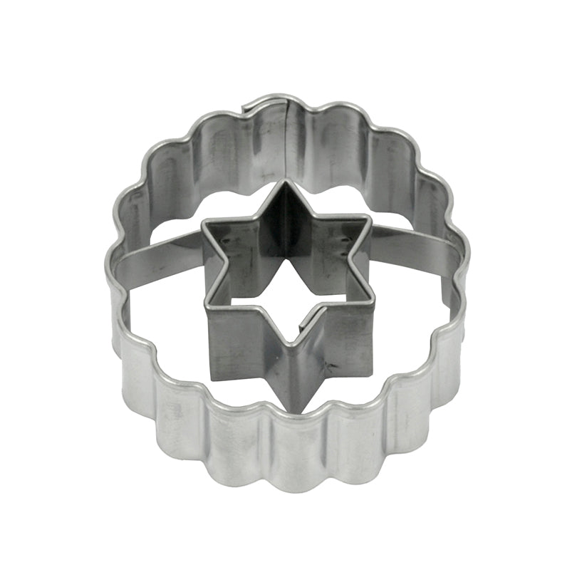 Stampino tondo ondulato con cuore cm Ø3,7