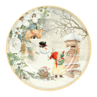 Confezione regalo 2 piatti dolci "Paesaggio invernale" cm 19x2