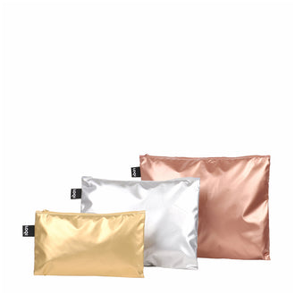 Zip Pocket "Metallic", confezione assortita da 3 pezzi cm 13-25x23-32